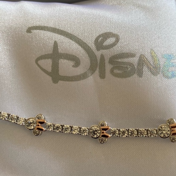 Disney Rose Gold and-sterling clear CZs line Minnie  Mouse Bracelet - Picture 1 of 7